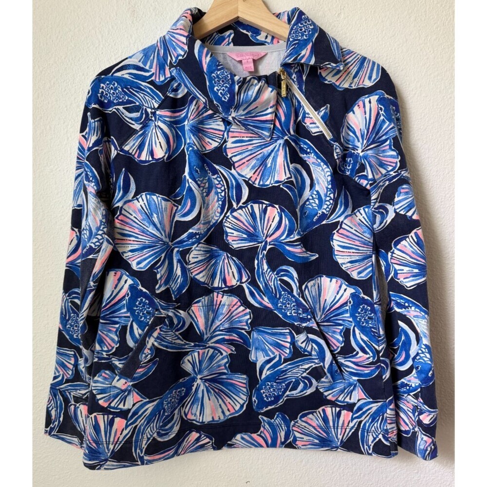 Lilly Pulitzer UPF 50+ Booker Popover Bright Navy In Reel Life Small Blue